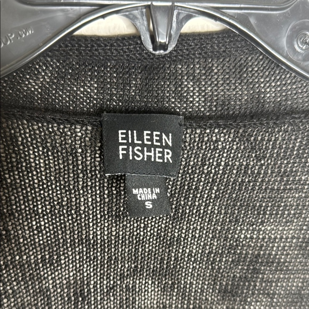 Eileen Fisher Black Women's Linen Cardigan Sweater Minimalist Layering Luxury S - Picture 8 of 10